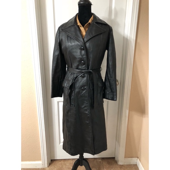 Jackets & Blazers - Black Leather Trenchcoat